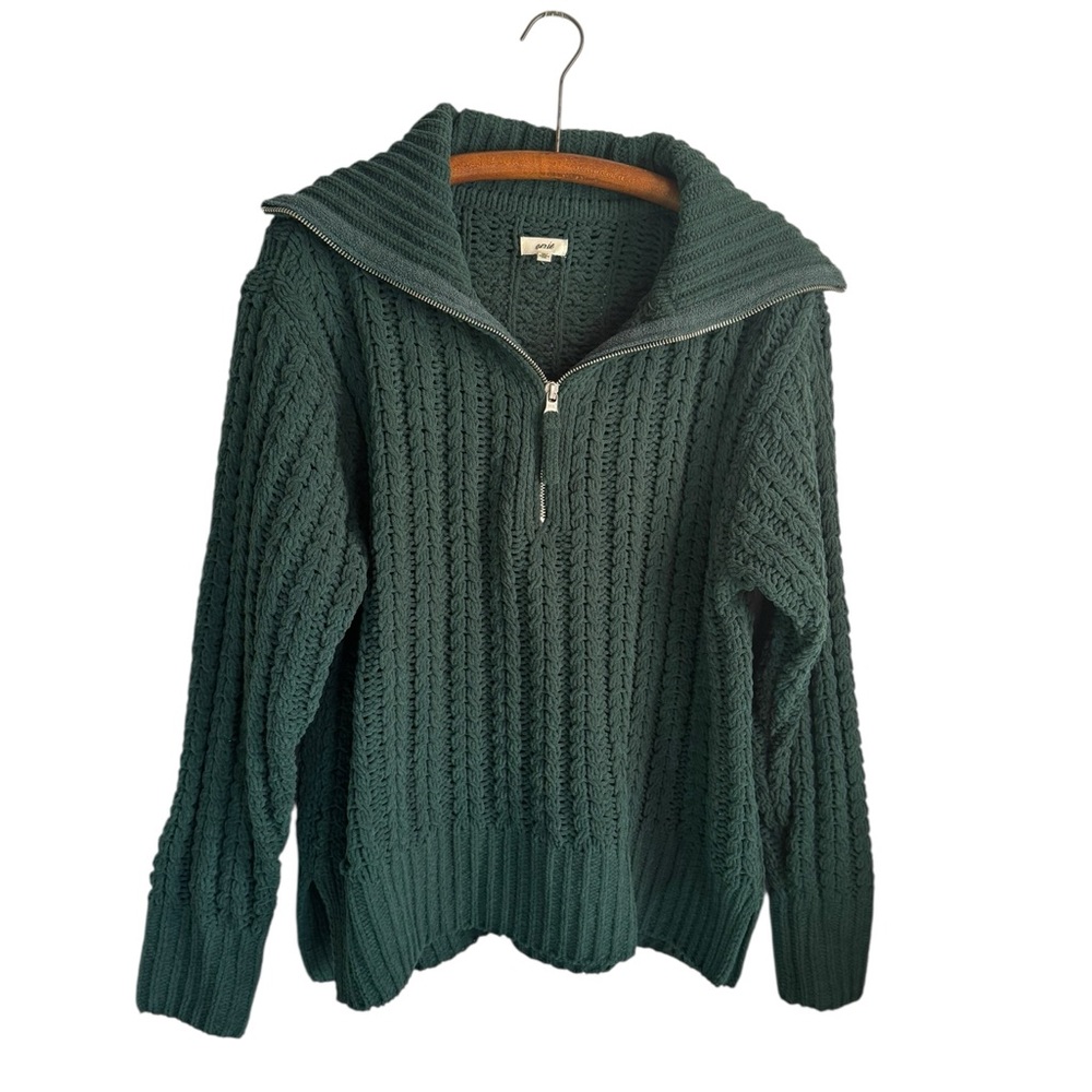 AERIE CABLE CAR QUARTER ZIP SWEATER size XS